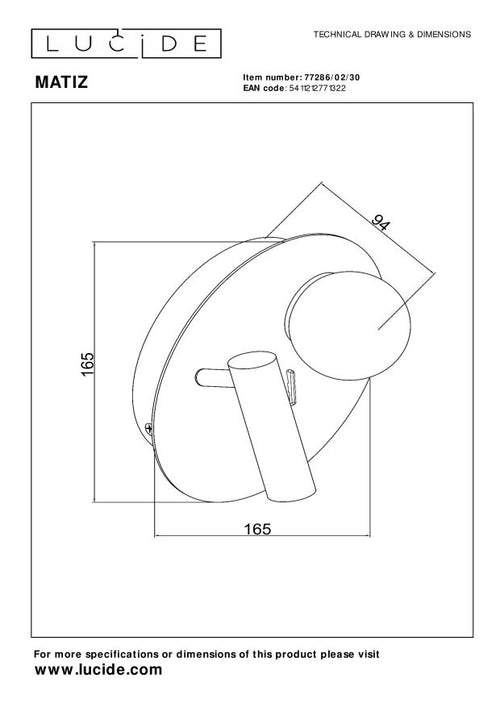 Lucide bedlamp MATIZ - Geïntegreerde LED - Zwart - vtwonen shop