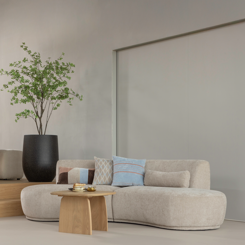 WOOOD kussens Laon - Velvet stof - Naturel/Blauw - Set Van 3 - vtwonen shop