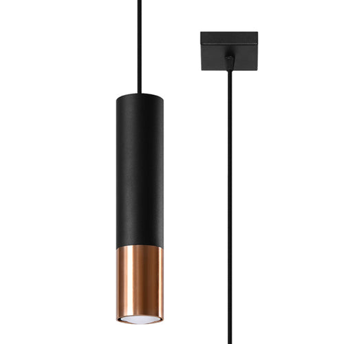 Sollux Lighting Hanglamp LOOPEZ 1 zwart/koper - 8x8x100cm