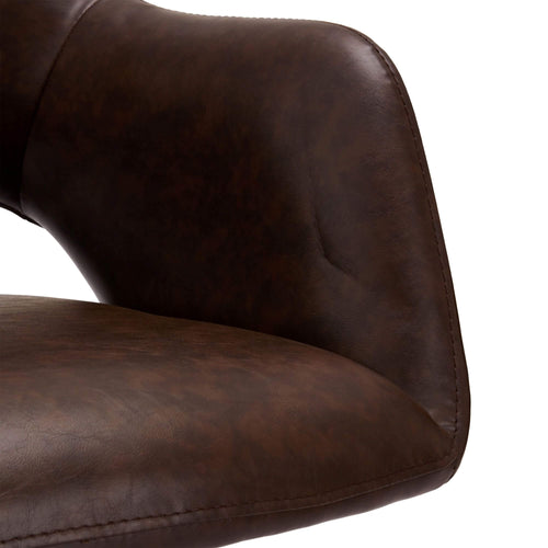 Furnhouse eetkamerstoelen armleuning Luna - Donkerbruin - Kunstleer - Set van 4