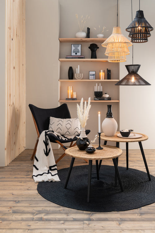 J-Line tapijt Rond - vloerkleed - jute - zwart - vtwonen shop