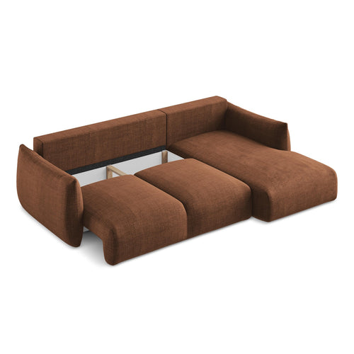LaMiaSofa hoekbank rechts Savona - textuurstof - terracotta - 242x162x90
