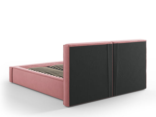 Cosmopolitan Design Opbergbed met dubbel hoofdbord Arendal 140x200cm, structurele stof, roze - 228x194x97.5cm