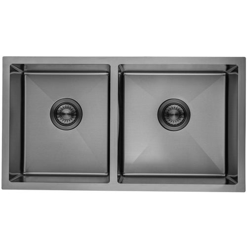 LOMAZOO dubbele spoelbak Vermont - met accessoires - RVS - 81.5 x 45 x 20 cm