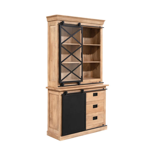Starfurn Vitrinekast Fresno - Naturel Hout - 120x45x220cm