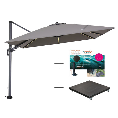 Garden Impressions Hawaii Lumen parasolset 300x300 LED lichtgrijs doek