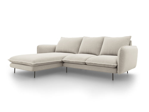 Cosmopolitan Design linker hoekbank Vienna 5-zits, structurele stof, lichtbeige - 170x255x95cm