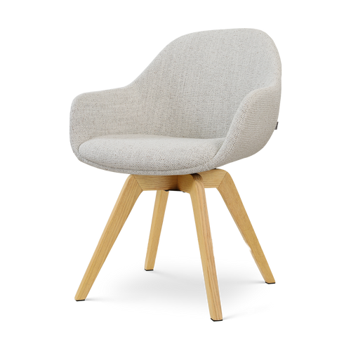 Nolon Noor-Mae draaibare eetkamerstoel beige gemêleerd - houten onderstel