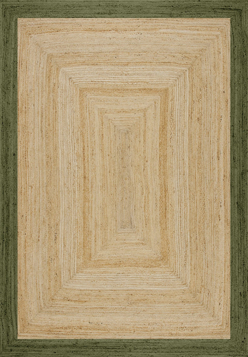 Mrcarpet jute vloerkleed - naturel/groen - 140 x 200 cm