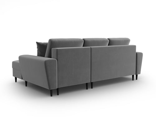 Cosmopolitan Design Converteerbare hoekbank rechts met opbergdoos Kyoto 4-zits, flueel lichtgrijs - 145x241x88cm