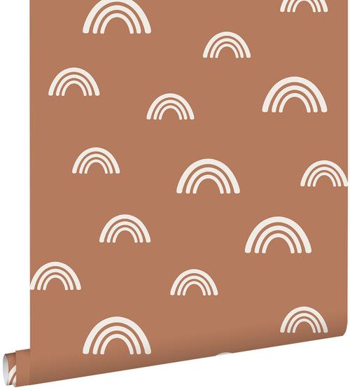 ESTAhome behang regenboogjes terracotta en wit - 53 cm x 10.05 m - 139383