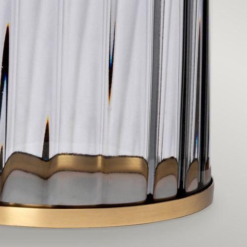 Reno Tafellamp Metalwork verouderd messing, gerookt glas