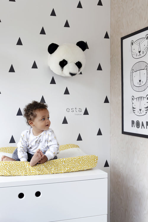 ESTAhome behang grafische driehoeken zwart en wit - 53 cm x 10.05 m - 138942 - vtwonen shop