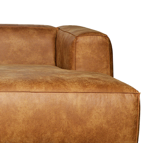 WOOOD hoekbank rechts Bean - Ecoleer - Cognac - 73x305x96
