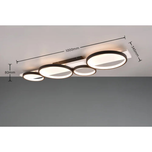 Trio Leuchten plafondlamp Medera - 4 lichts - 100  x 8   cm - zwart wit - vtwonen shop