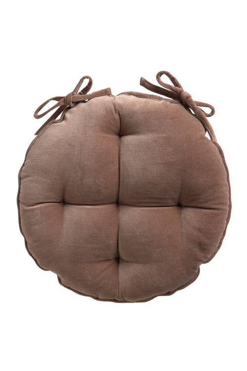 Calma House Stoelkussen Velour - Bruin - Diam. 40x4