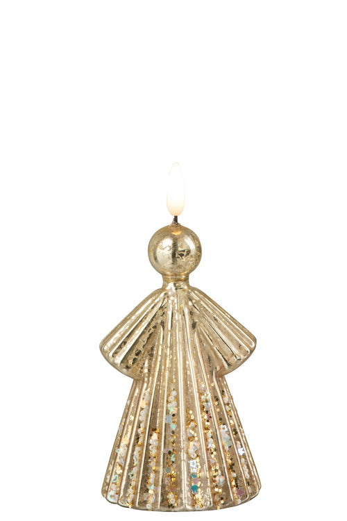 J-Line figuur Engel - glas - goud - small - LED