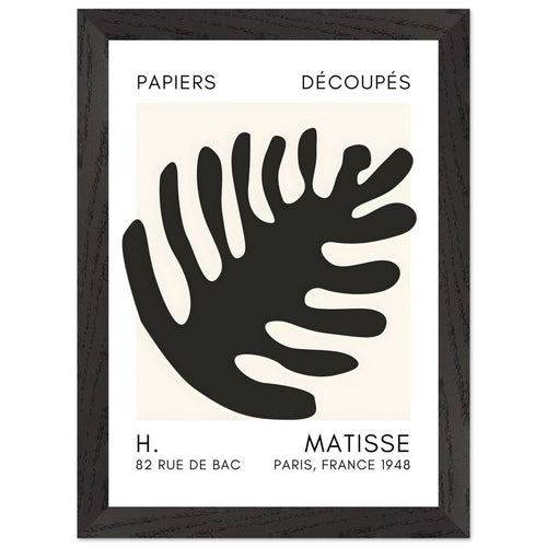 Artfulprints Poster met Lijst Matisse – Coral bloom black   - A4 21x29.7 cm - Zwart