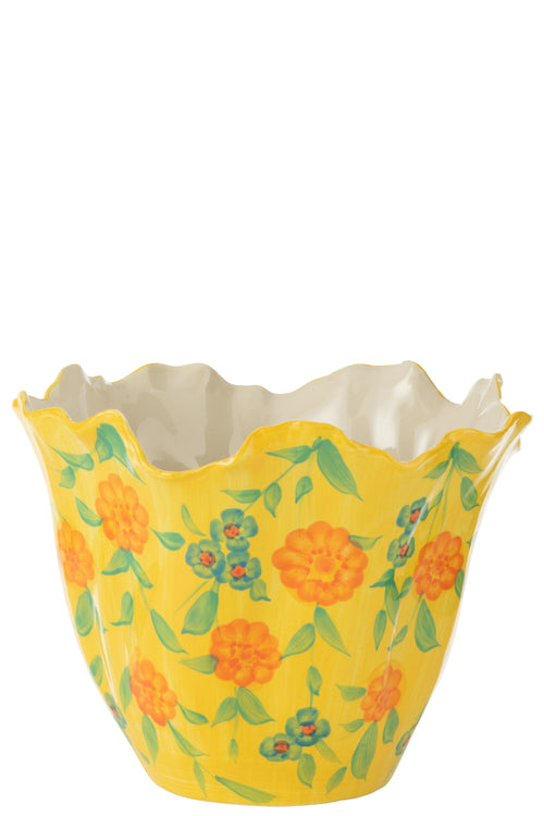 J-Line vaas Alegria Bloemen Breed - keramiek - mix - Ø 30.5 cm