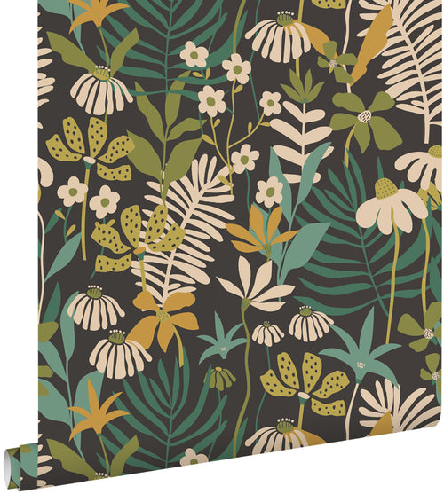 ESTAhome behang tropische bladeren en bloemen groen en meerkleurig - 50 x 900 cm - 131000 - vtwonen shop
