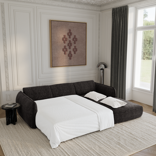 Sia Home slaapbank LIVIA - Fluweel weefsel - Zwart - 274cm - vtwonen shop