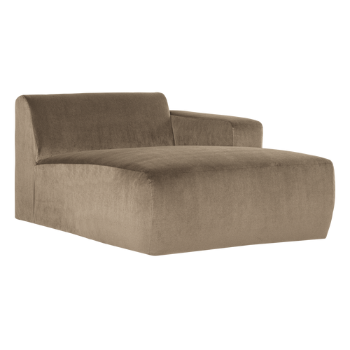 WOOOD chaise longue bank rechts Mojo Base - Velvet - Khaki - 74x112x162