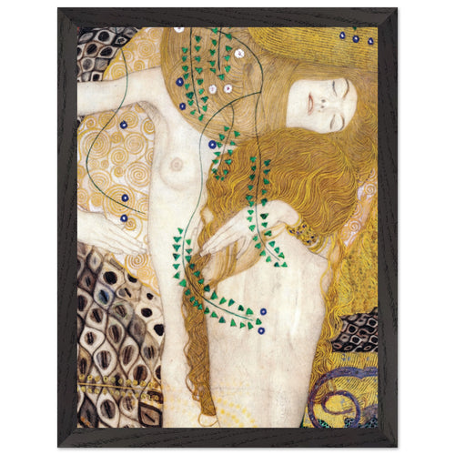 Artfulprints Poster met Lijst Gustav Klimt - Water snakes   - 30x40 cm - Geel