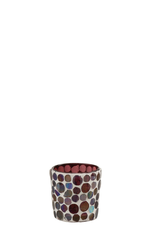 J-Line theelichthouder Mozaiek - glas - rood/wit - small - 4 stuks - vtwonen shop