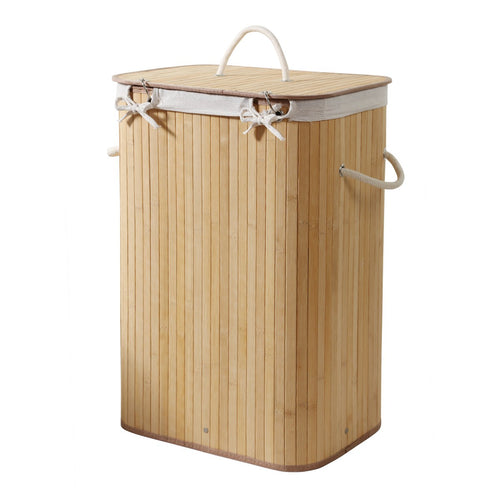 Calicosy - Rechthoekige bamboe wasmand 70L - Naturel - 30x40x60 cm