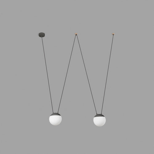 Faro Mine 28376-2L - 2-lichts hanglamp hout, donkergrijs, E27