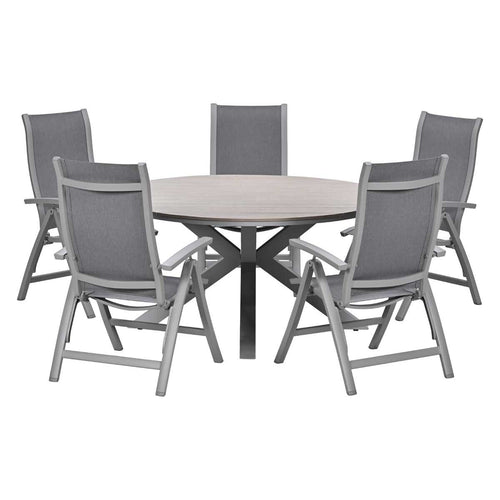 Garden Impressions Tuinset Hilly 6-delig taupe verstelbaar - Tulli tuintafel