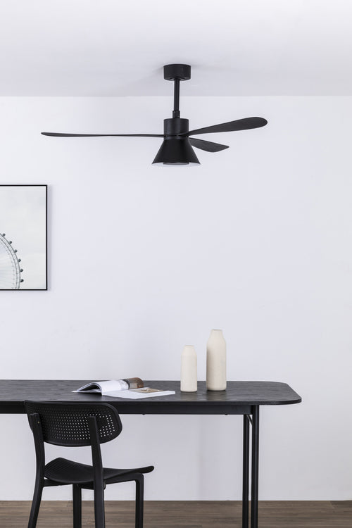 Faro Amelia Grote 3-bladige matzwarte lamp met licht 2700-3500-5000K Tuya Smart System