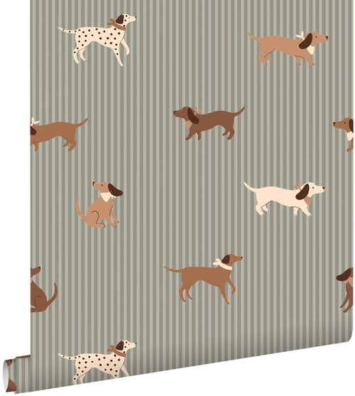 ESTAhome behang honden vergrijsd blauw - 50 x 900 cm - 131904