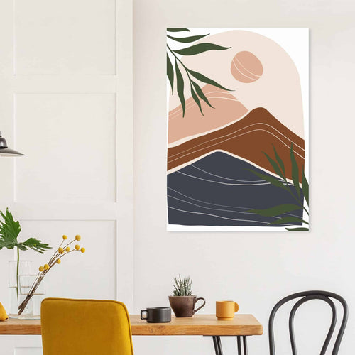 Artfulprints Poster Boho – Mountain sun   - 50x70 cm - Bruin