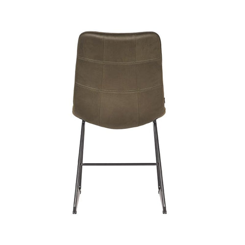 LABEL51 Eetkamerstoel Slim - Legergroen Microfiber - Zithoogte 49cm - Set van 2