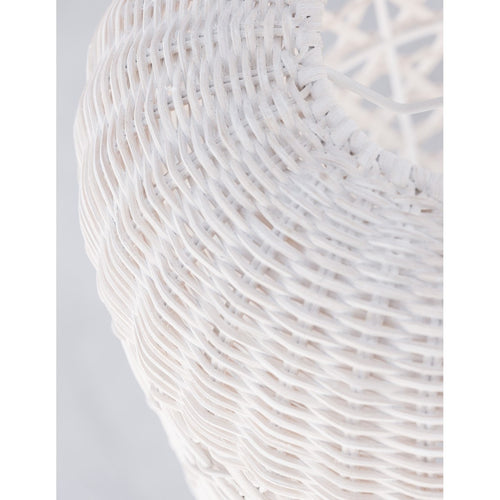 Merano Allentown Koepel Hanglamp Plafondlamp Wit Rotan Wit Stof Draad, Voet LED E27