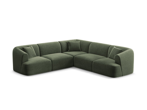 Cosmopolitan Design Symmetrische modulaire hoekbank Campi 6-zits, flueel groente - 255x255x70cm