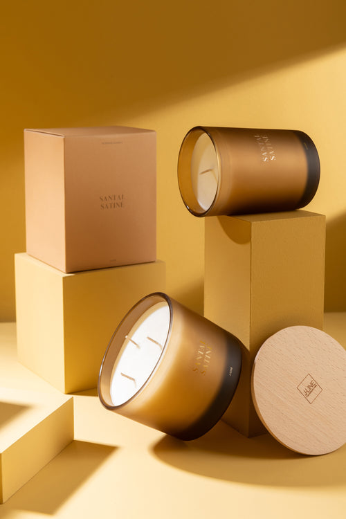 J-Line geurkaars Accords Essentiels - Santal Satiné - geel - 28U