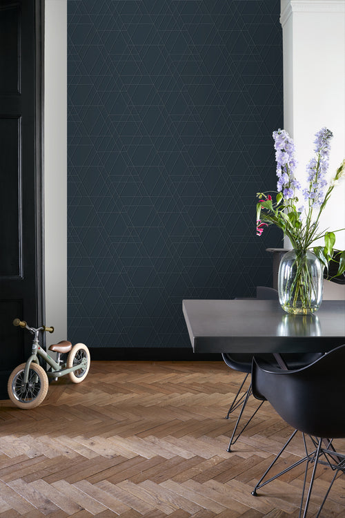 ESTAhome behang grafisch 3D motief donkerblauw - 50 x 900 cm - 139605 - vtwonen shop