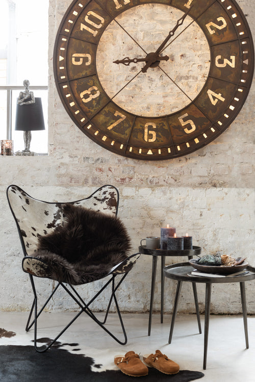 J-Line tapijt Koeienvel - leer - zwart/wit