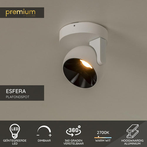Lucide plafondspot ESFERA - Geïntegreerde LED - Wit