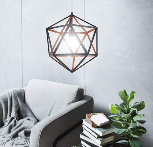 EGLO hanglamp Embleton 1 - e27 - ø 46 cm - zwart/koper - vtwonen shop