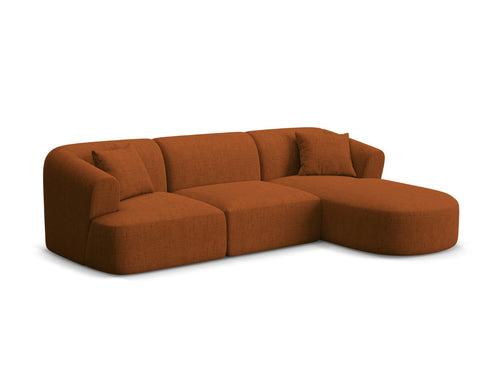 Cosmopolitan Design Modulaire hoekbank rechts Campi 4-zits, structurele stof baksteen - 156x256x70cm