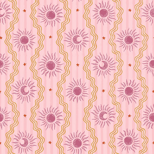 ESTAhome behang zonnetjes paars, roze en geel - 50 x 900 cm - 131712