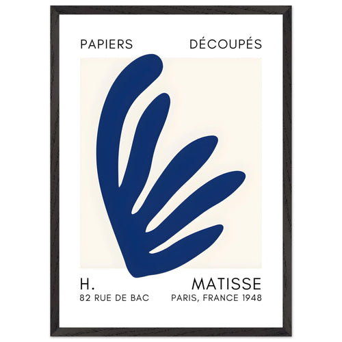 Artfulprints Poster met Lijst Matisse – Aquatic impression navy blue II   - 50x70 cm - Blauw