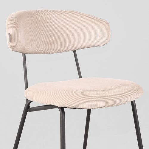 LABEL51 Eetkamerstoel Zack - Naturel Ribstof - Zithoogte 48cm - Set van 2