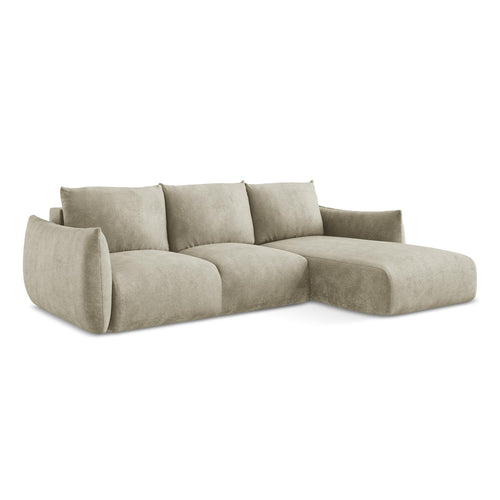 LaMiaSofa hoekbank rechts Savona - chenille stof - beige - 242x162x90