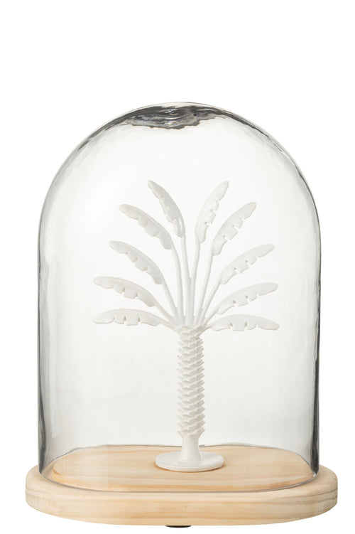 J-Line Decoratieve stolp Palmboom - glas/metaal - wit/naturel - large