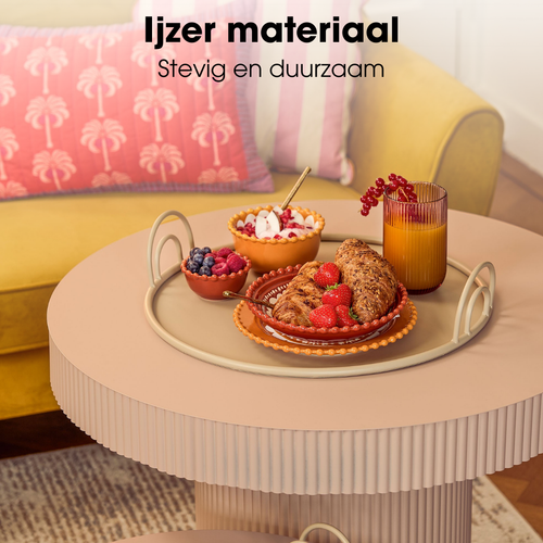 Mica Decorations Dienblad met Handgrepen - Set van 3 - Decoratie Woonkamer - Ook leuk als Kaarsenplateau, Onderzetter of Plantenonderzetter - IJzer -