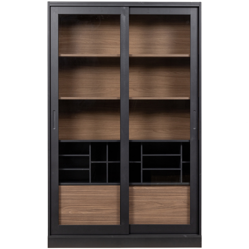 WOOOD vitrinekast James - Grenen - Zwart - 200x125x47 - vtwonen shop